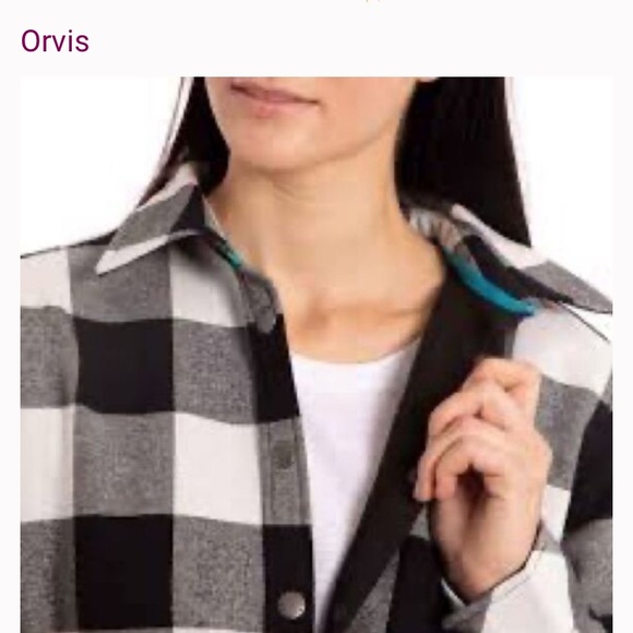 Orvis Fleece Lined Cotton Black and White Buffalo Check Jacket SZ Large! - Picture 2 of 9
